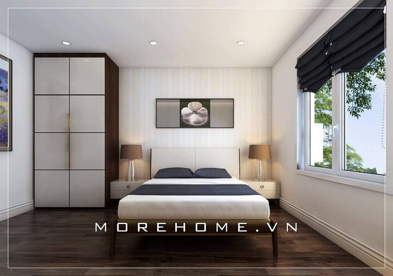 Giường ngủ hiện đại được thiết kế theo kiểu dáng thấp, phần chân gỗ tự nhiên chắc chắn mang lại sự bền đẹp cũng như cảm giác rộng thoáng hơn cho căn phòng ngủ nhỏ
